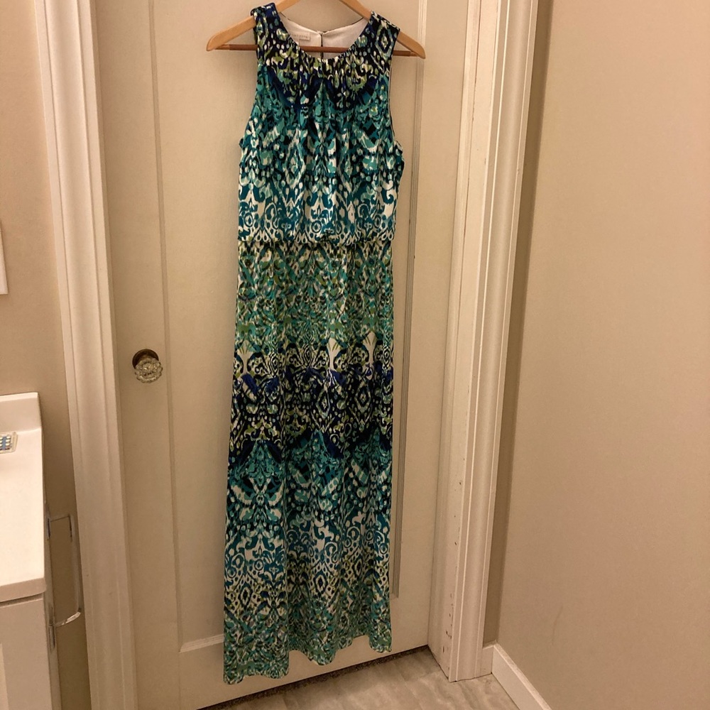London Times Patterned Full-Length Dress